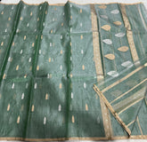 Spanish Green Banaras Organza Saree